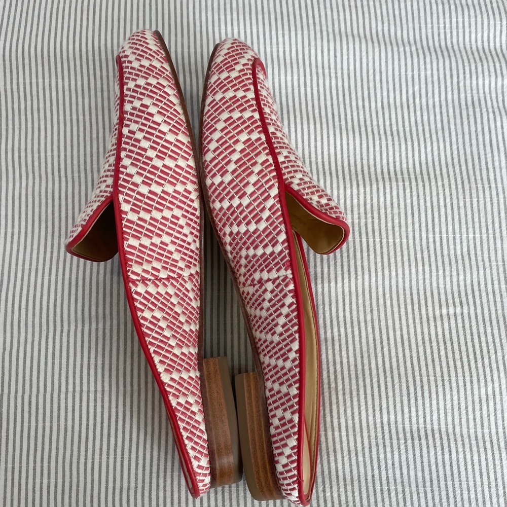 Talbots Red and White Woven Loafer Mules - Picture 7 of 8